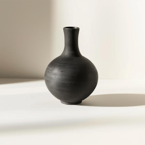 satin black vase