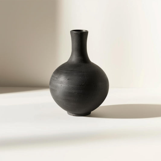 satin black vase